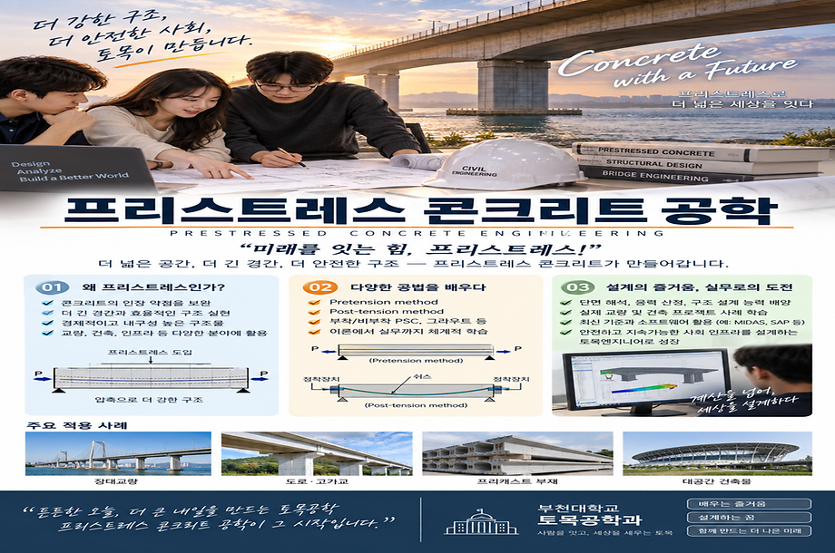 프리스트레스 콘크리트 공학｜압축으로 더 강한 구조를 설계하다 🏗️
